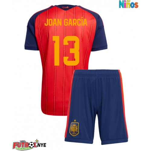 Camiseta España Joan Garcia #13 Primera Equipación para niños Mundial 2026 manga corta (+ pantalones cortos)